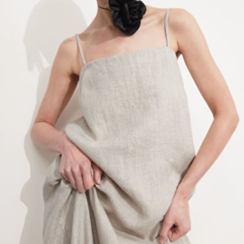 & Other Stories - Strappy Linen Midi Dress - Oatmeal